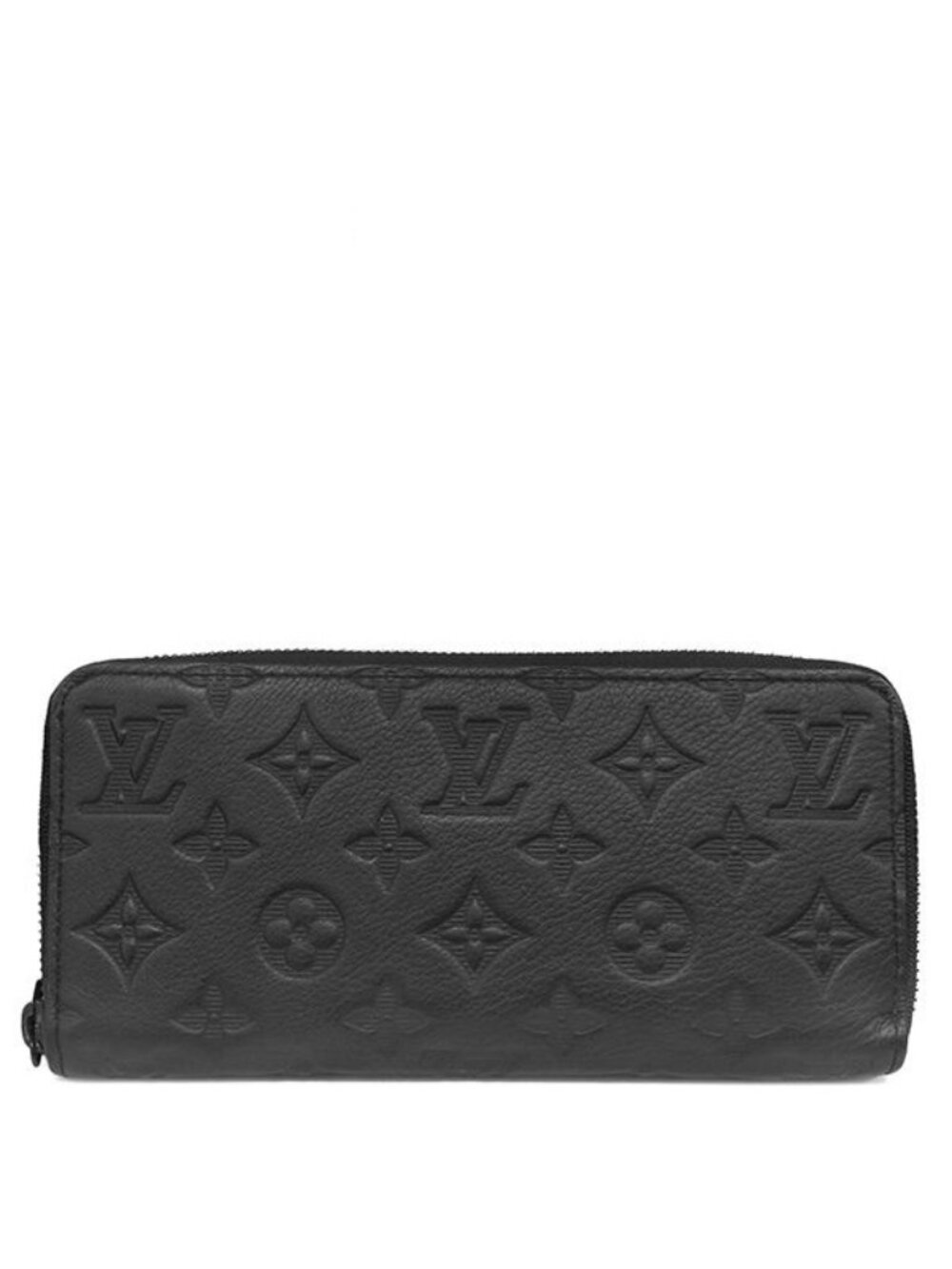 Louis Vuitton Wallet Zippy Horizontal Leather Monogram Shadow Black Zip Around